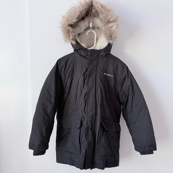 Eddie Bauer Superior Down Parka with Fur Trim Hood in Black - Picture 3 of 16